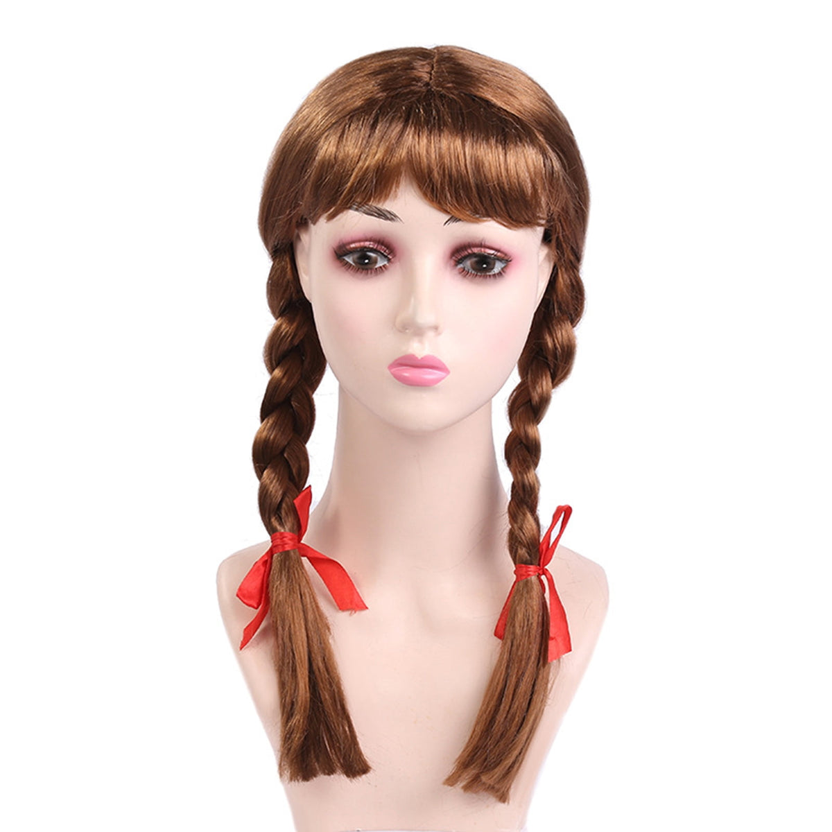 KAWELL Halloween Scary White Dress Horror Movie Party Long Dress Cosplay Costume with Wig