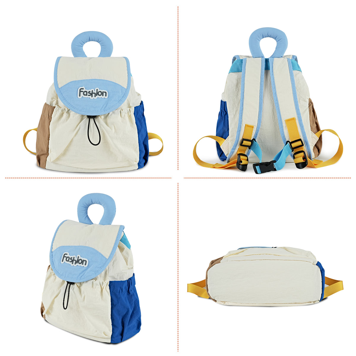 URSOFINE Lightweight Drawstring Backpack Cute Small Color Block Backpack Casual Daypack