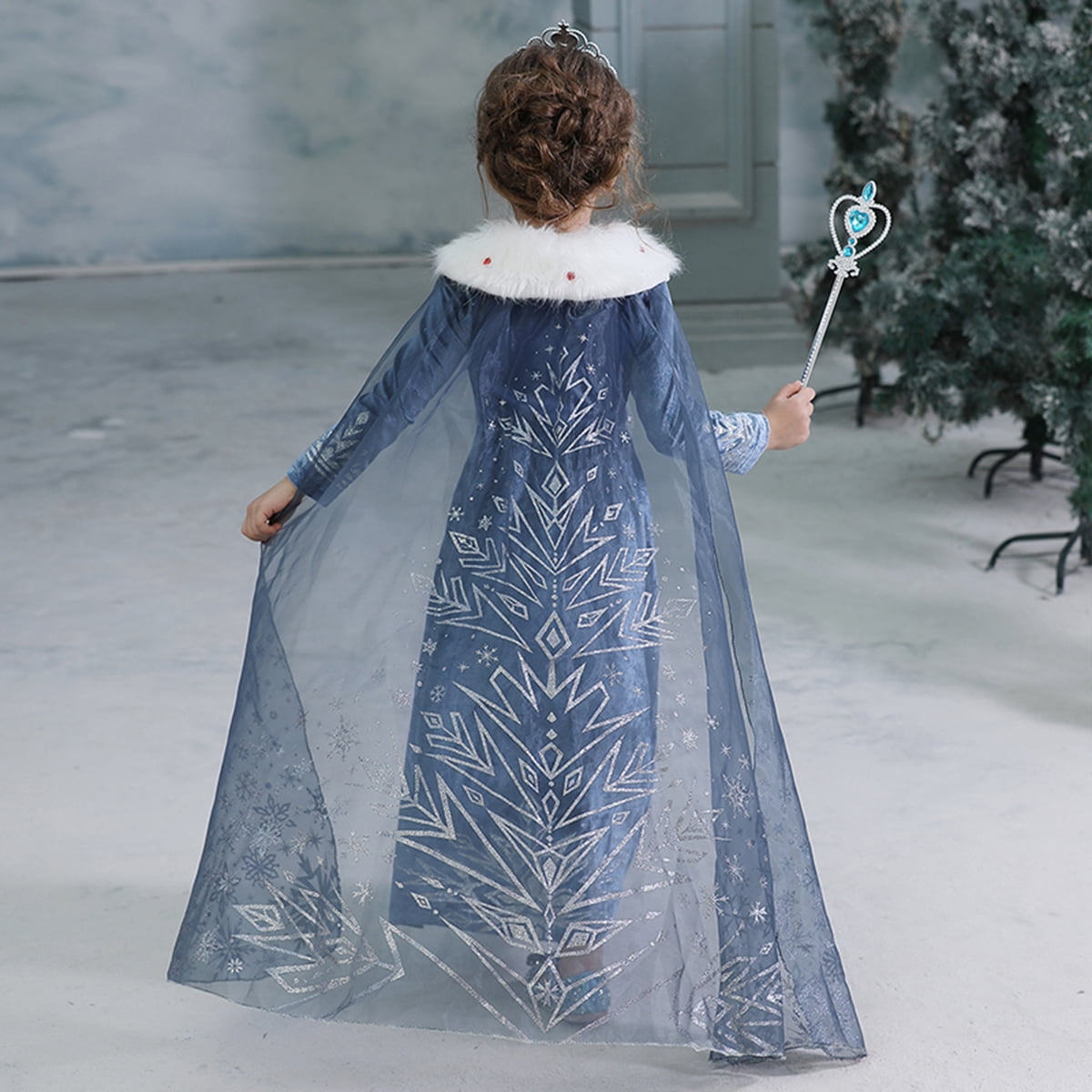 KAWELL Snow Princess Dress Girls Cosplay Party Fancy Child Costume Christmas Dress up