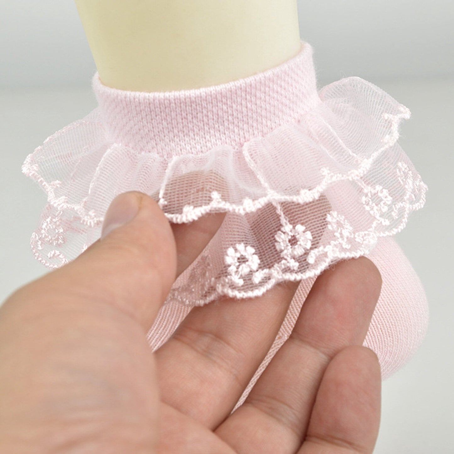 KAWELL 5 Pairs Toddler Baby Girls Ruffle Lace Socks Cotton Frilly Ankle Soft Dress children Princess Socks 2-15T