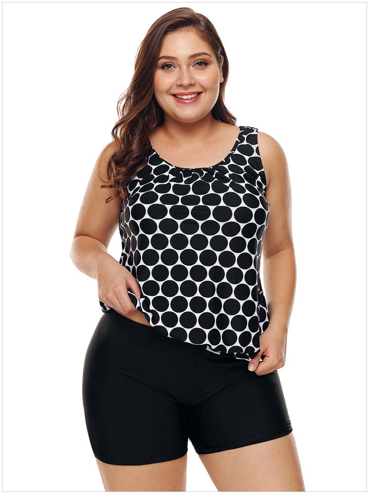 Women's Plus Size Swimwear Tankini Swimdress Two Piece Bathing Suit Tummy Control Swimsuit，Purple