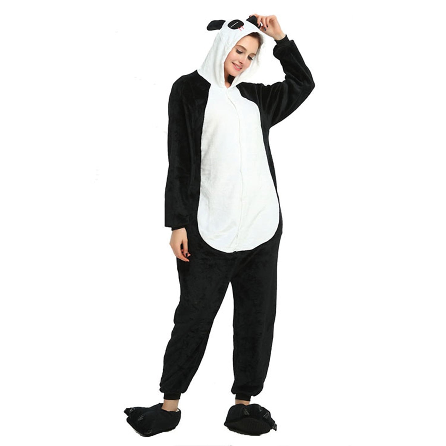 KAWELL Unisex Panda Parent One-Piece Pajamas Flannel Animal Pajamas Costume Halloween Christmas Cosplay