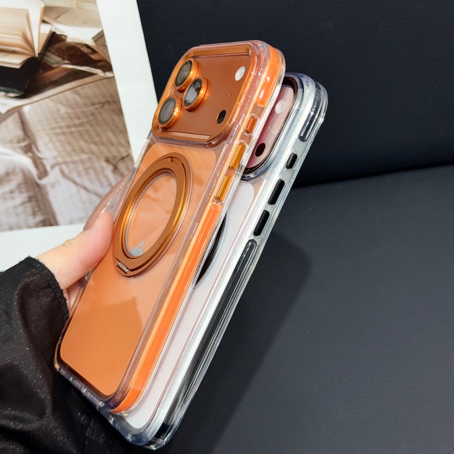 For iPhone 17 Pro Max Magnetic Stand Case | MagSafe Compatible | Military-Grade Drop Protection | Matte Translucent Ring Holder