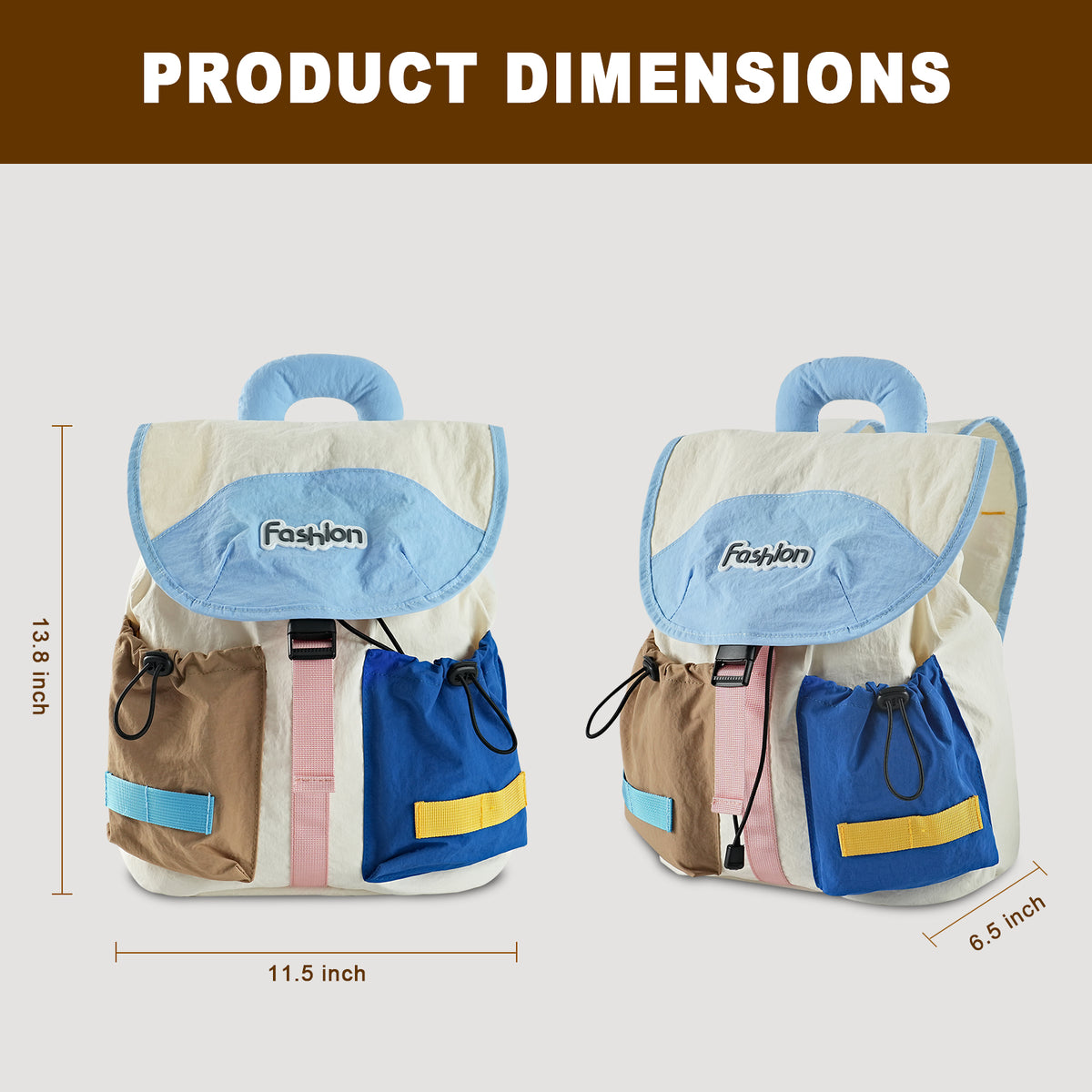 URSOFINE Color Block Drawstring Backpack Lightweight Large Capacity Casual Daypack