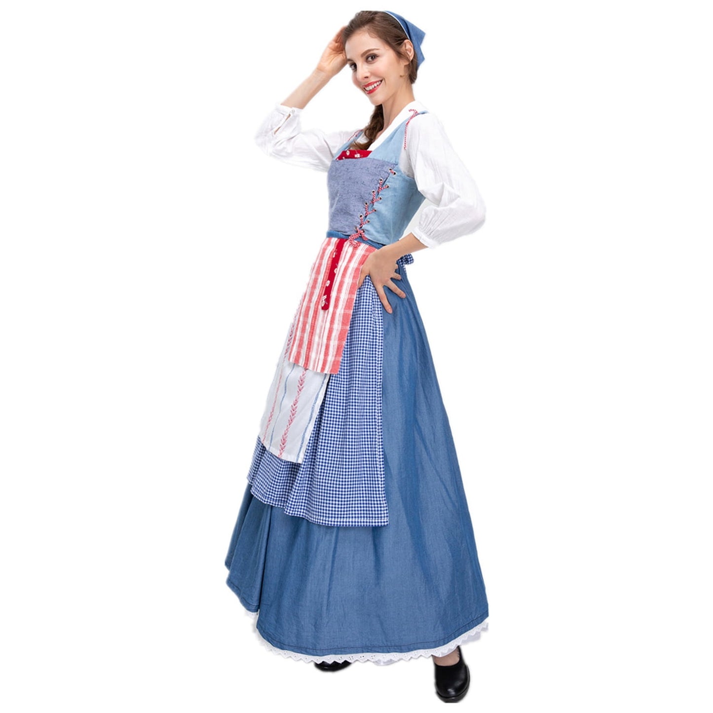 KAWELL Fancy-Dress Costumes for Women with Lace-Up Back and Apron for Adults, Women's S
