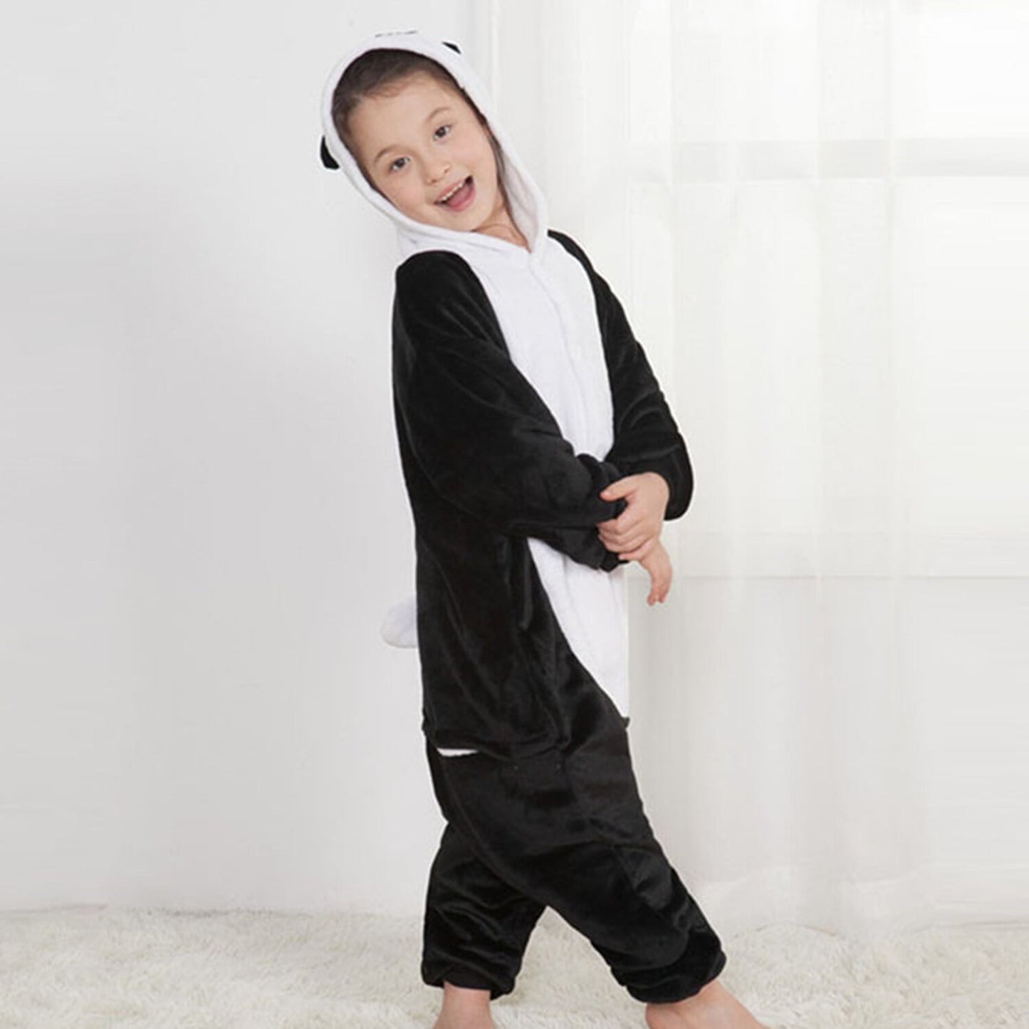 KAWELL Unisex Panda Parent One-Piece Pajamas Flannel Animal Pajamas Costume Halloween Christmas Cosplay