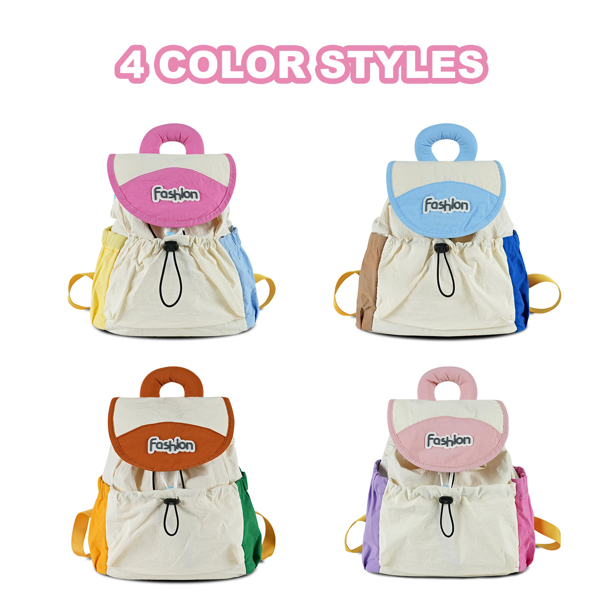 URSOFINE Lightweight Drawstring Backpack Cute Small Color Block Backpack Casual Daypack