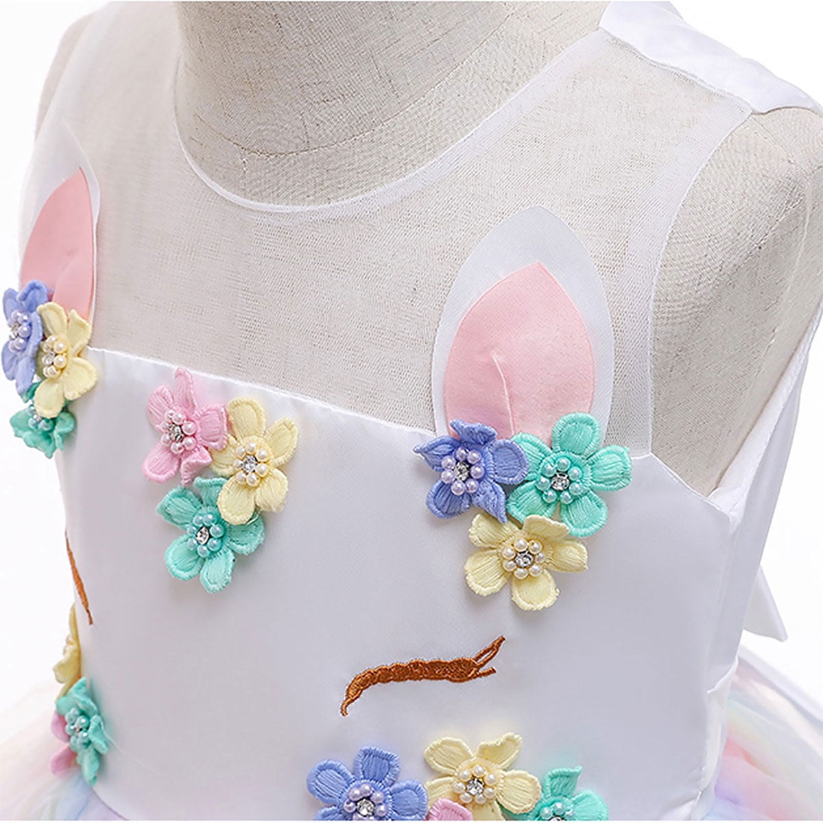 Girls' Unicorn Costume Princess Long Maxi Dress for Birthday Party, Child 3t