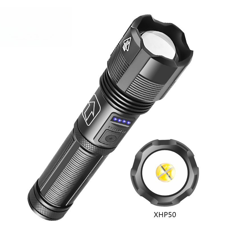 XHP50 LED Tactical Flashlight – USB Rechargeable Zoomable Outdoor Torch (800-1000 Lumens)