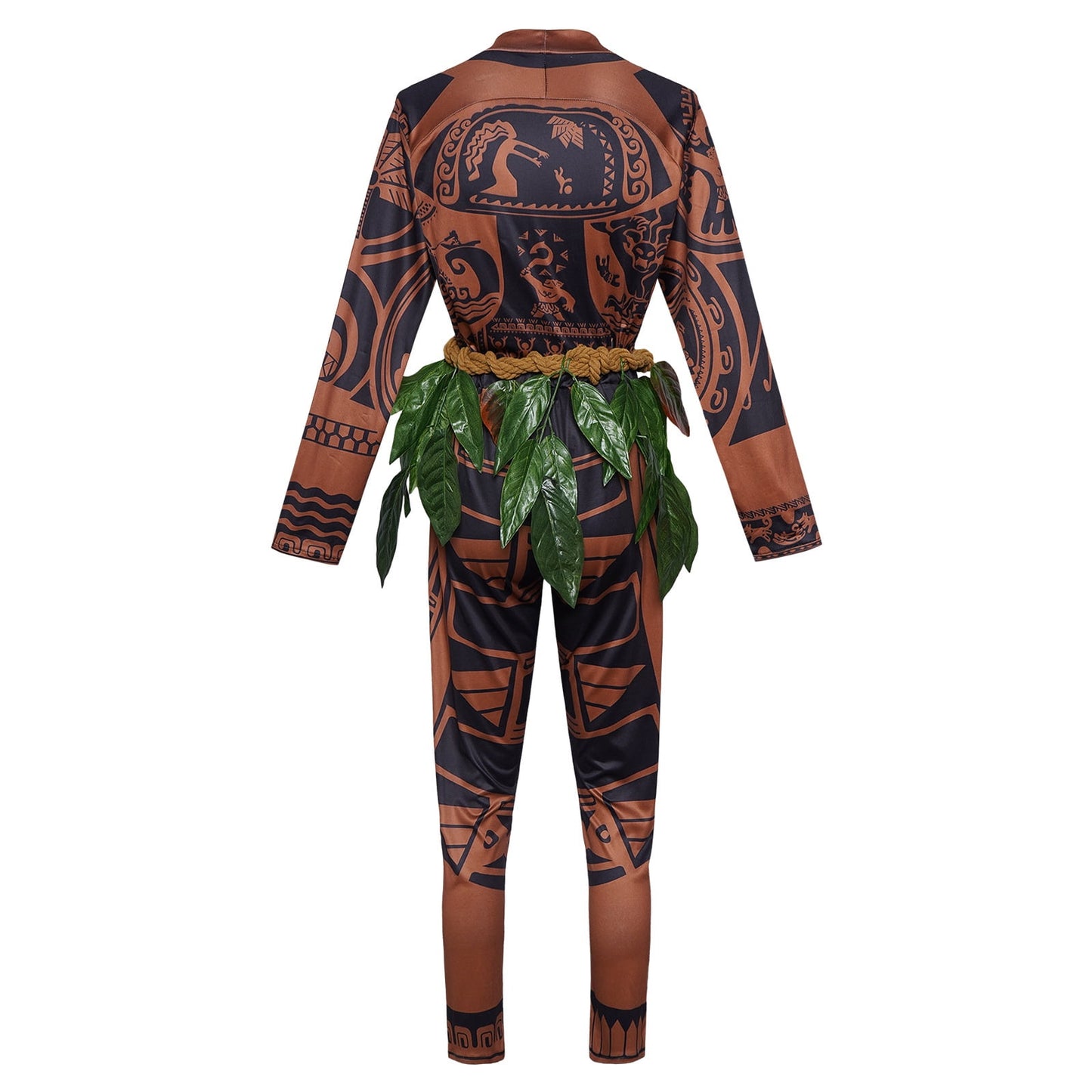 URSOFINE Island Warrior Costume for Men, Hawaiian Tattoo Costumes with Leaf Belt Black Wigs for Halloween, Ocean Theme Party Dress Up
