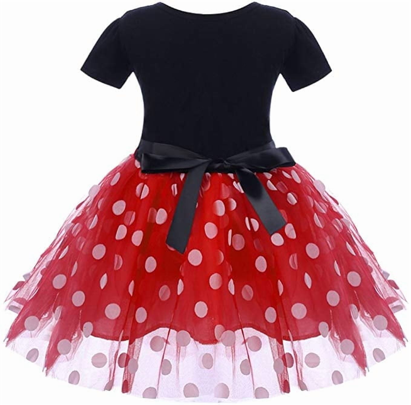 KAWELL Mini Costume for Girls with Mouse Ear Headband, Polka Dot Dress, Child/Toddler, 18-24M