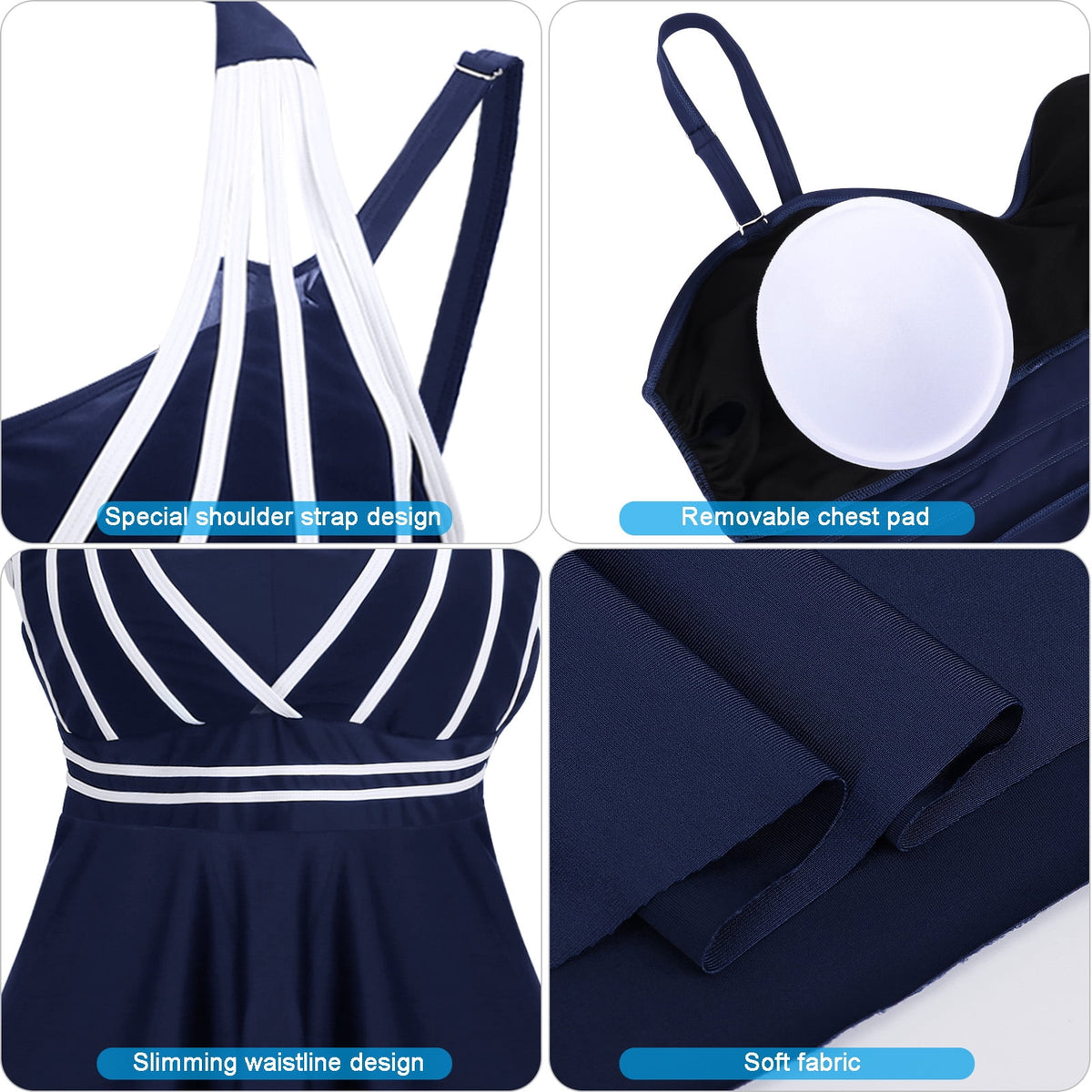 Womens Halter Swimdress Plus Size Two Piece Swimsuit Tankini Set