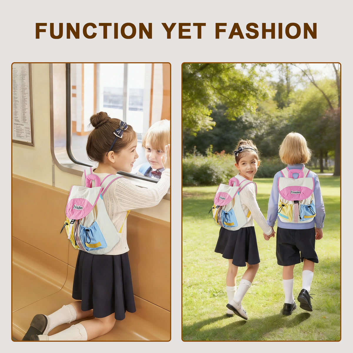 URSOFINE Color Block Drawstring Backpack Lightweight Large Capacity Casual Daypack