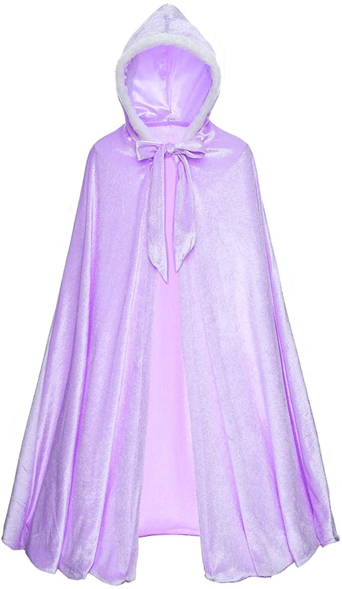 KAWELL Princess Full Length Girls Cloaks Blue Halloween Costume Capes for Child 3-12 Years
