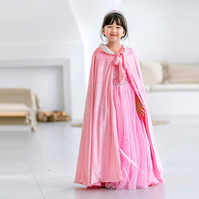 KAWELL Princess Full Length Girls Cloaks Blue Halloween Costume Capes for Child 3-12 Years