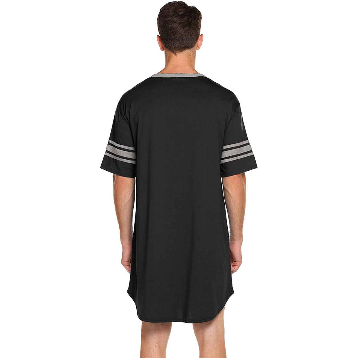 KAWELL Men's Nightshirt, Cotton Nightwear Comfy Big&Tall V Neck Short Sleeve Soft Loose Pajama Sleep Shirt