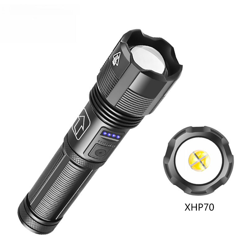 XHP50 LED Tactical Flashlight – USB Rechargeable Zoomable Outdoor Torch (800-1000 Lumens)