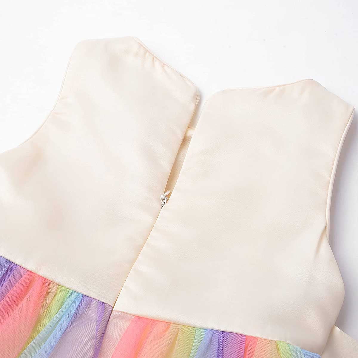 KAWELL Flower Girls Sequence Sequin Rainbow Tulle Wedding Party Dress Bridesmaid Birthday Pageant Ball Gown