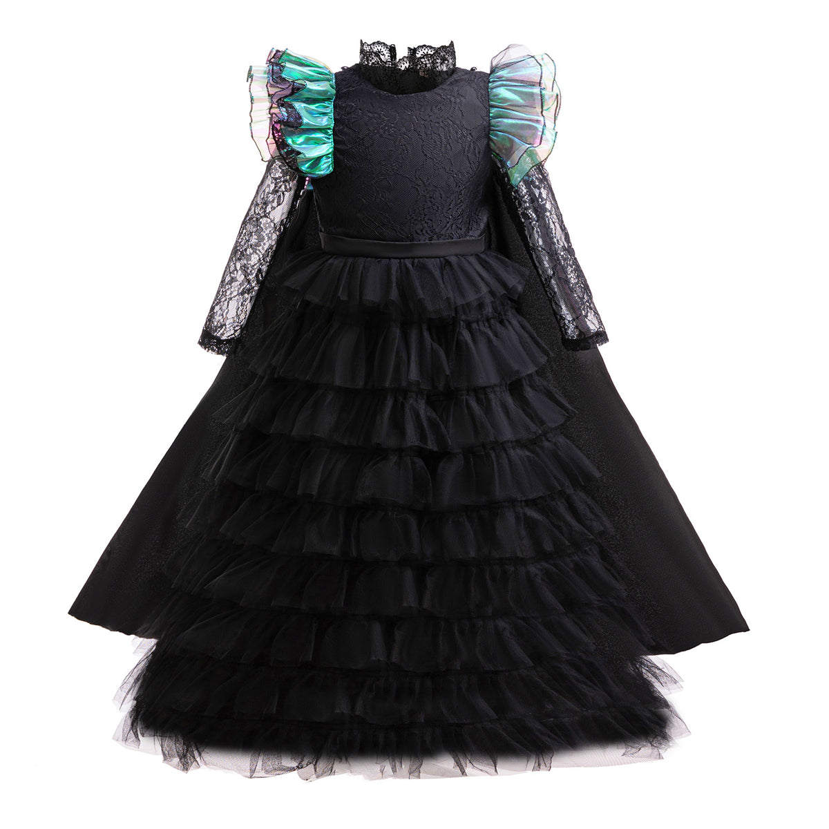 KAWELL Elphaba Costume Dress for Halloween Cosplay Birthday Party Outfit With Cape and Witch Hat