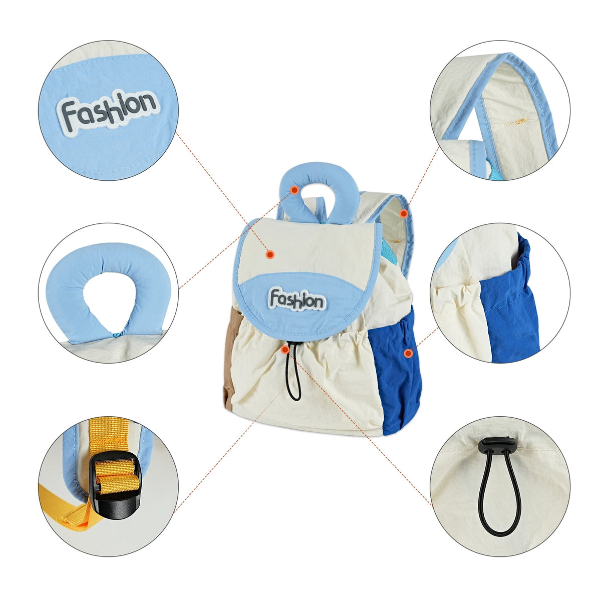 URSOFINE Lightweight Drawstring Backpack Cute Small Color Block Backpack Casual Daypack