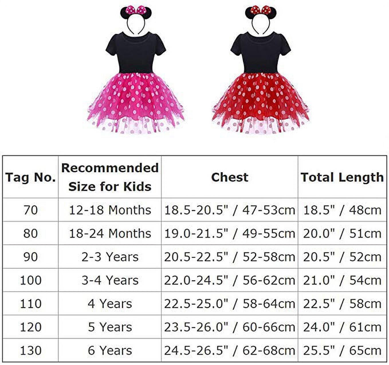 KAWELL Mini Costume for Girls with Mouse Ear Headband, Polka Dot Dress, Child/Toddler, 18-24M