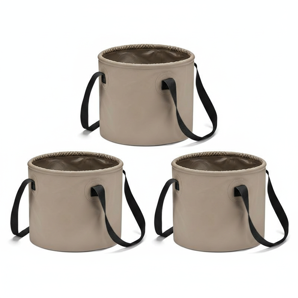 KAWELL 20L Foldable Camping Bucket – 3-Pack, Portable Fishing & Outdoor Car Storage Bucket