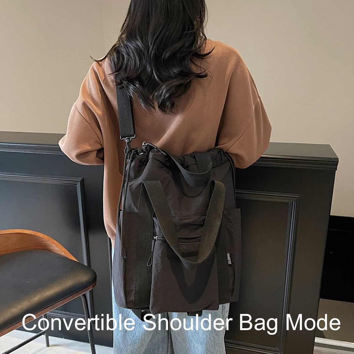 URSOFINE Convertible Drawstring Backpack Tote Bag, Water Resistant Multiway Shoulder Crossbody Bag with Pockets for Women, Casual Daypack for Work, Travel & Gym
