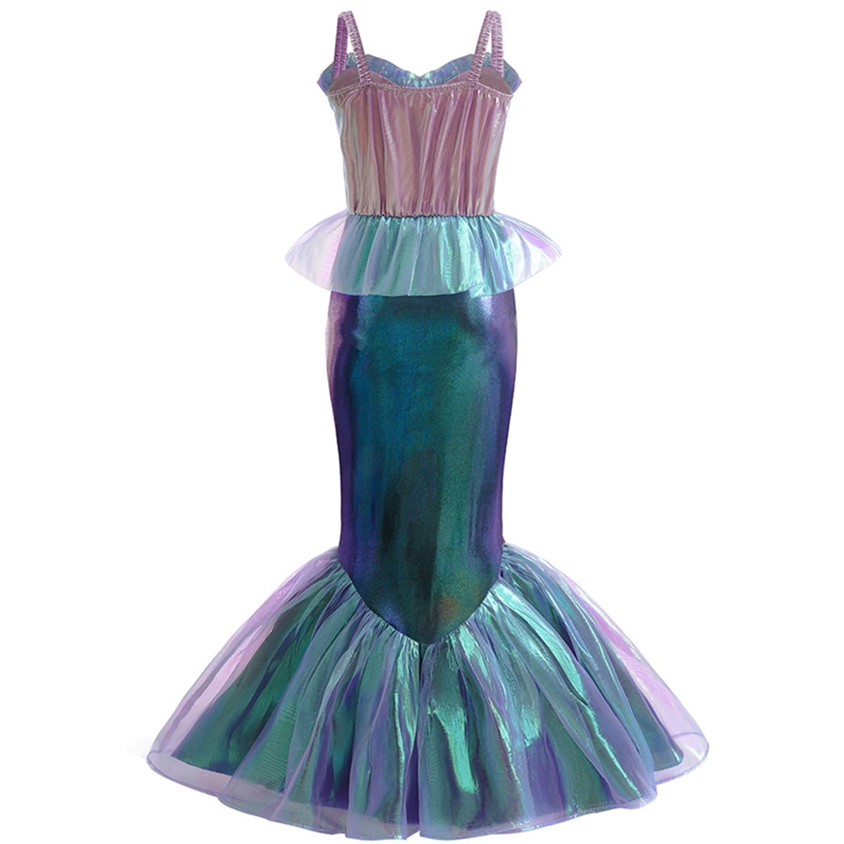 KAWELL Mermaid Costume Dress for Toddler Girls Cosplay Ariel Outfit Halloween Birthday Party Dress Up