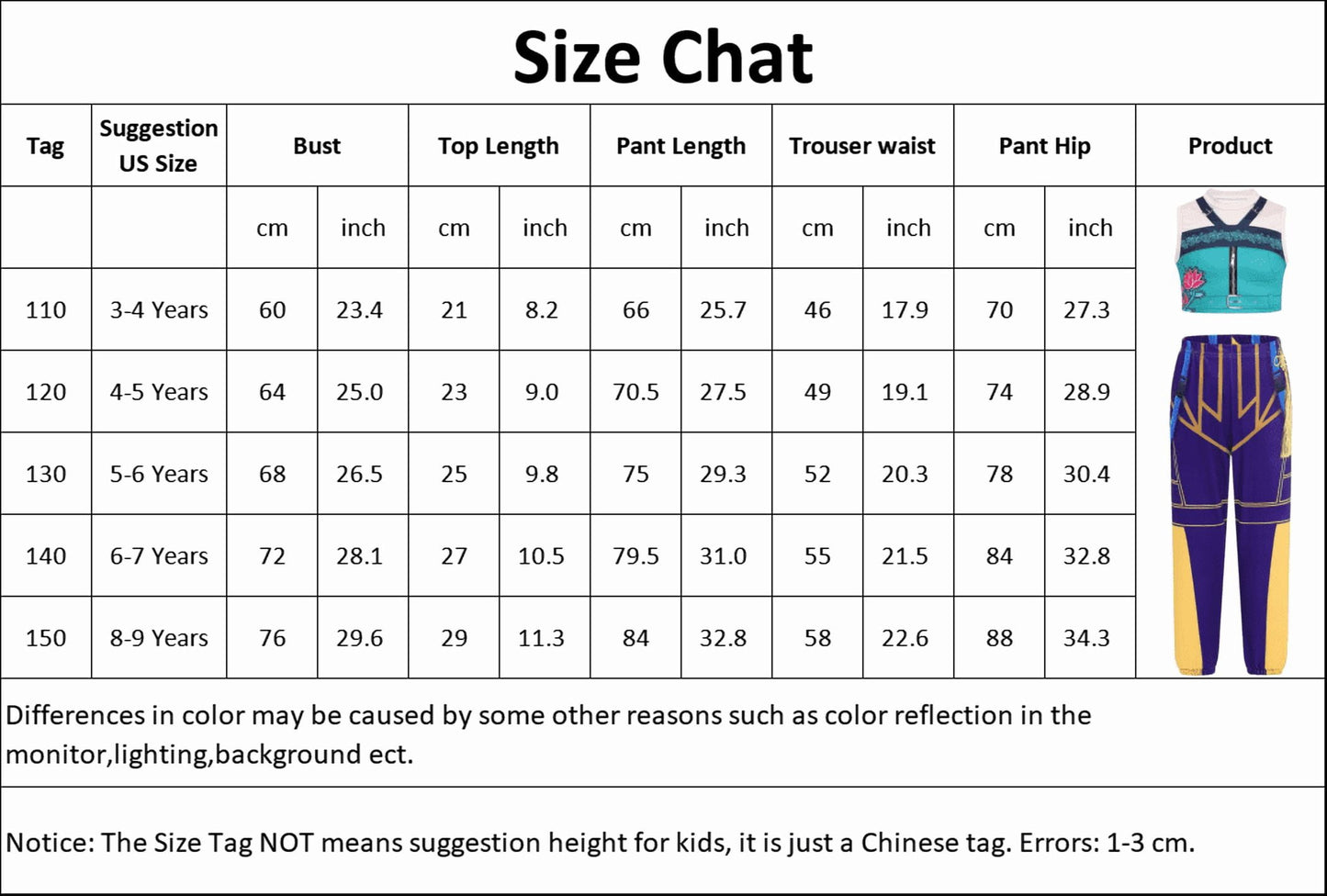 Kids Popular Singer Idol 2-Piece Outfit, Girls Pop Star Stage Printed Crop Top & Jogger Pants for Halloween Cosplay, 3-9 Years