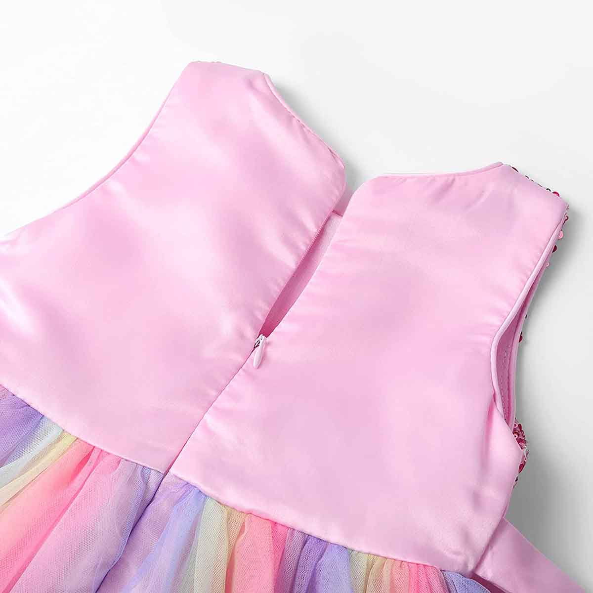 KAWELL Flower Girls Sequence Sequin Rainbow Tulle Wedding Party Dress Bridesmaid Birthday Pageant Ball Gown