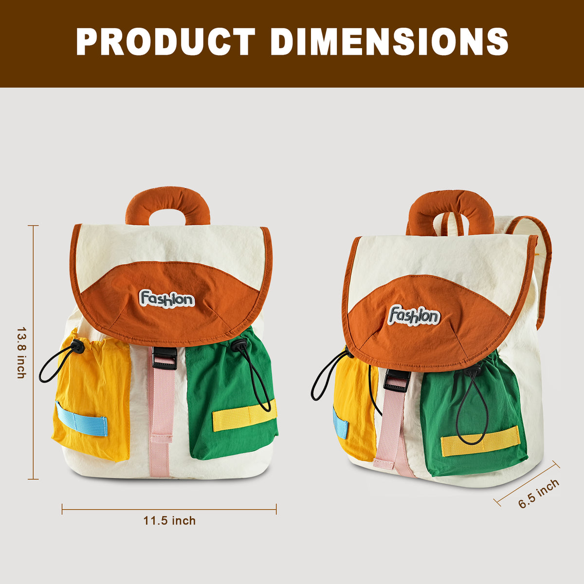 URSOFINE Color Block Drawstring Backpack Lightweight Large Capacity Casual Daypack
