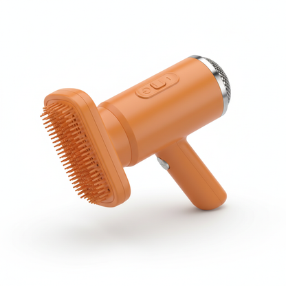 Orange pet hair dryer and brush combo - professional grooming tool for cats and dogs with integrated blow dryer