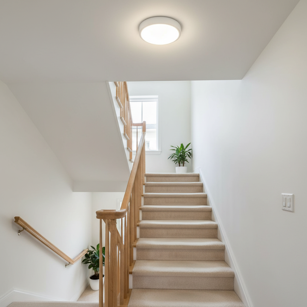 Stairway safety lighting with motion sensor