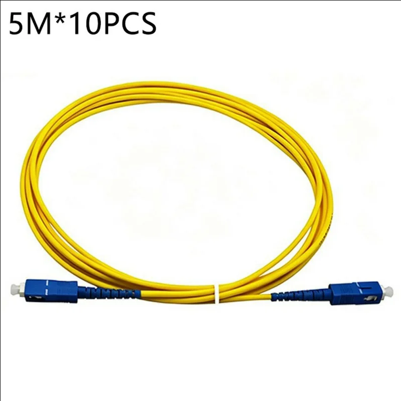 10Pcs 5m SC / UPC to SC / UPC Single Mode PVC Fiber Optic Patch Cable 3.0mm Outer Diameter - Yellow