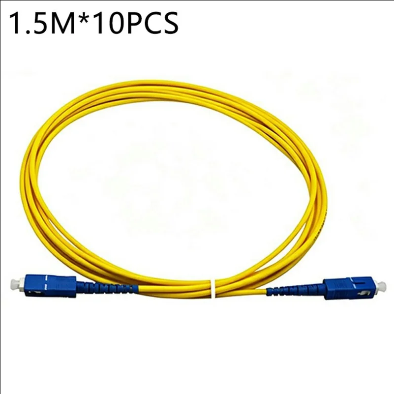10Pcs 1.5m SC / UPC to SC / UPC Single Mode PVC Fiber Optic Patch Cable 3.0mm Outer Diameter - Yellow