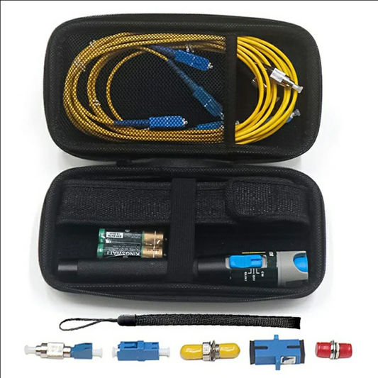B214 650nm 10km Visual Fault Locator Fiber Optic Tester Tool Kit with Simplex Patch Cord Fiber Coupler