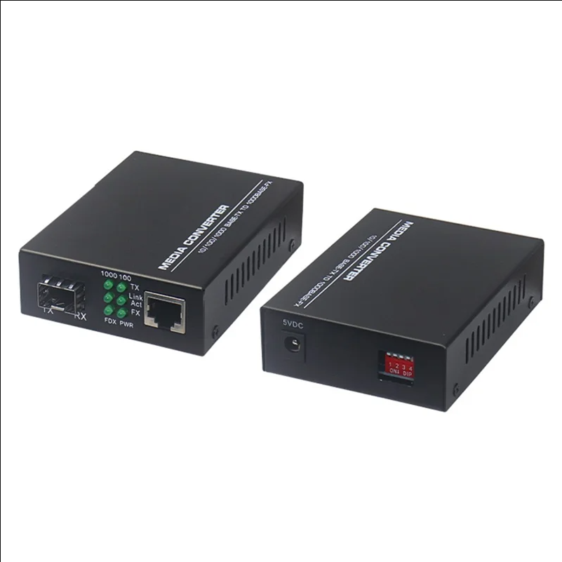 1 Optical 1 Electrical Gigabit SFP Media Converter RJ45 to 1.25Gbps SFP Fiber Transceiver - EU Plug