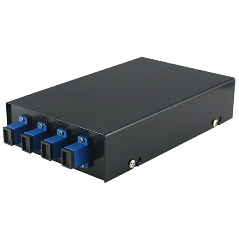 4-Port SC Fiber Optic Termination Box 0.6-0.8mm Cold Rolled Steel Wall Mount Splice Enclosure - Black