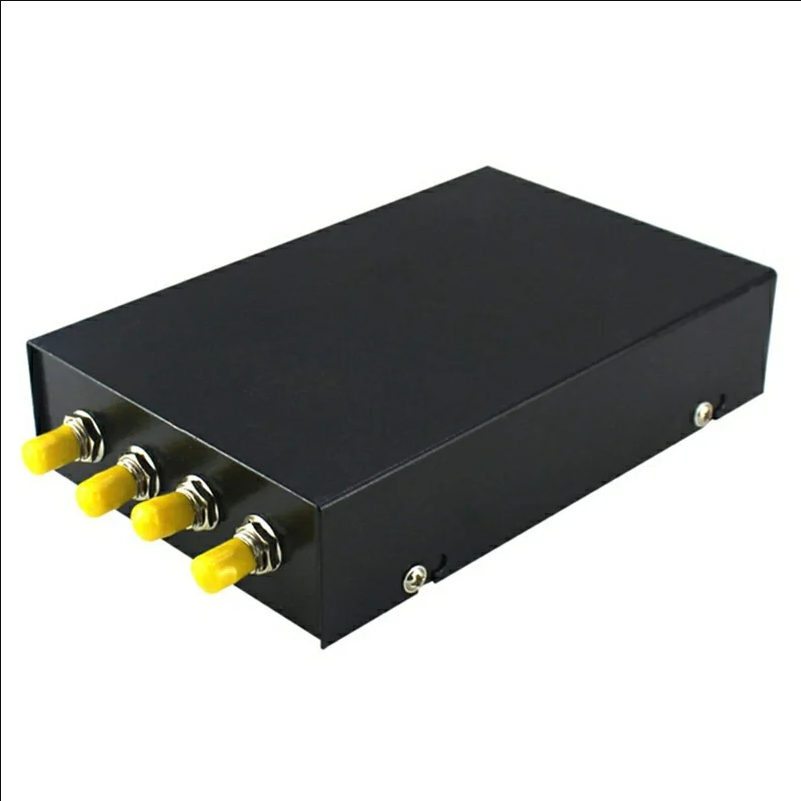 4-Port ST Fiber Optic Termination Box 0.6-0.8mm Cold Rolled Steel with Splice Tray and Pigtails - Black