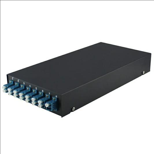 8-Port LC Duplex Fiber Optic Termination Box Cold Rolled Steel Wall Mount Splice Tray for FTTH - Black