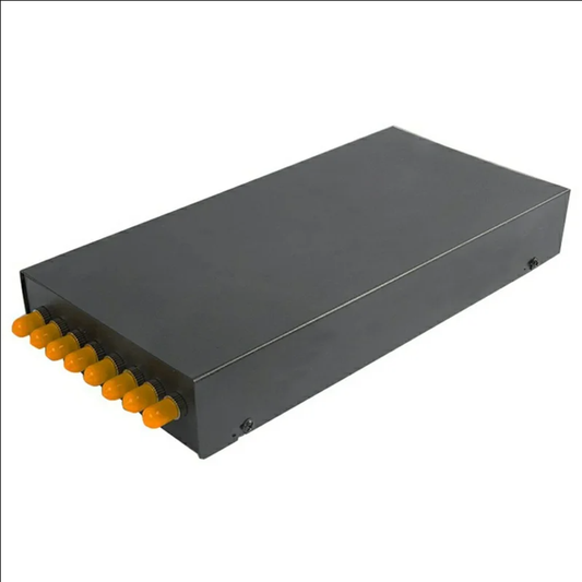 8-Port ST Fiber Optic Termination Box 0.6-0.8mm Cold Rolled Steel with Splice Tray and Pigtails - Black