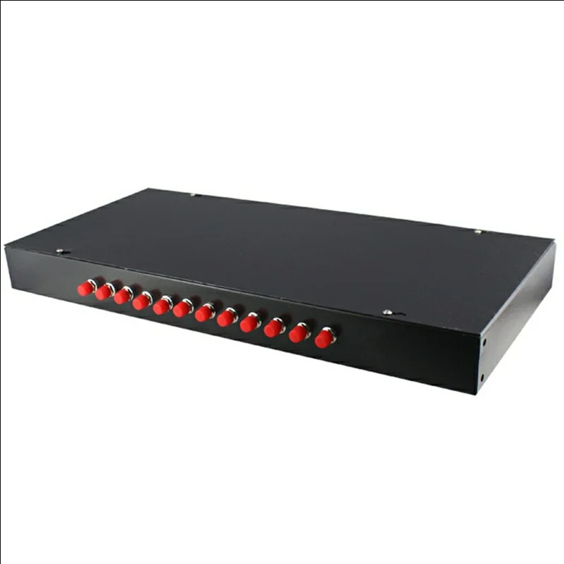 12-Port FC Fiber Optic Termination Box Cold Rolled Steel Wall Mount Splice Tray for FTTH - Black
