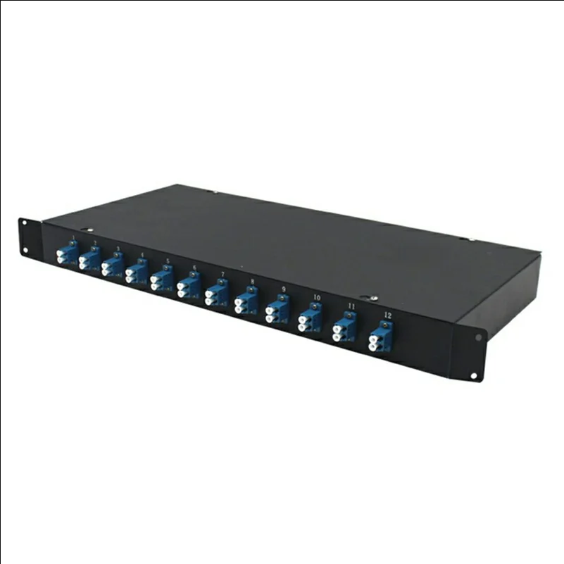 12-Port LC Duplex Fiber Optic Termination Box Cold Rolled Steel Wall Mount Splice Tray for FTTH - Black