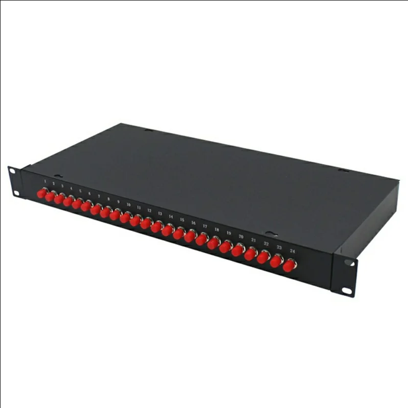 24-Port FC Fiber Optic Termination Box Cold Rolled Steel Wall Mount Splice Tray for FTTH - Black