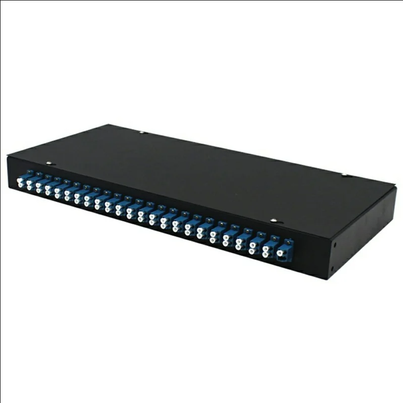 24-Port LC Duplex Fiber Optic Termination Box Cold Rolled Steel Wall Mount Splice Tray for FTTH - Black