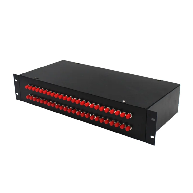48-Port FC Fiber Optic Termination Box Cold Rolled Steel Wall Mount Splice Tray for FTTH - Black