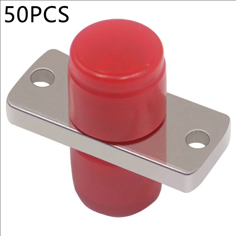 50Pcs FC-FC Rectangular Fiber Optic Couplers Low Insertion Loss Zirconia Sleeve Panel Mount Adapters - Silver / Orange