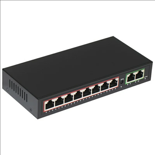 10-Port Full Gigabit PoE AC Controller 8 PoE LAN + 2 Gigabit WAN 30W Wall Mount Controller - Black
