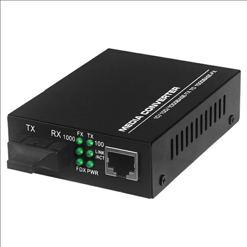 Gigabit Multimode Dual-Fiber Media Converter 10 / 100 / 1000Mbps SC Port Plug Play Heat Dissipation for Network Transmission - EU Plug