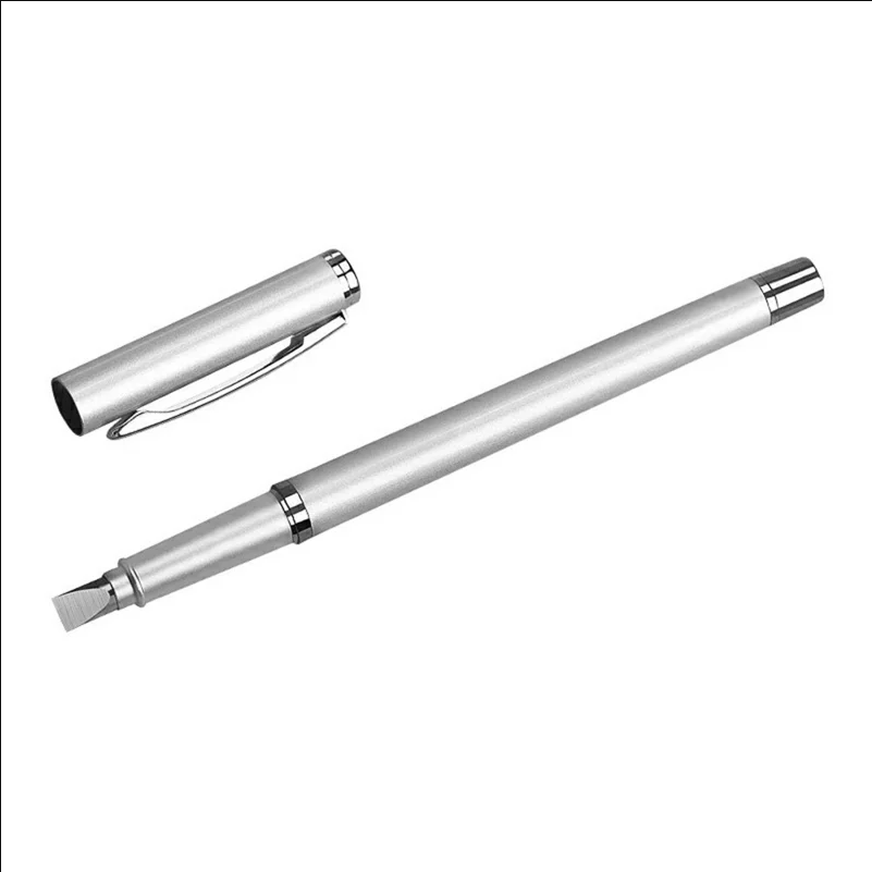 Pen Style Fiber Optic Cutting Knife Tungsten Steel Blade Replaceable Tip Aluminum Alloy Body Flat Cut Tool for Connector Assembly - Silver